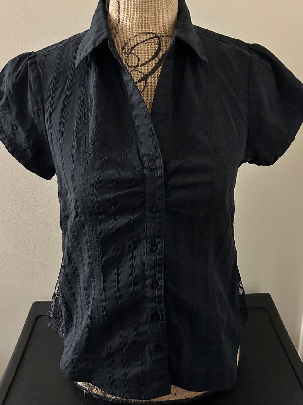 Vintage Y2K Cotton Express Black Short-Sleeve Button Down Shirt